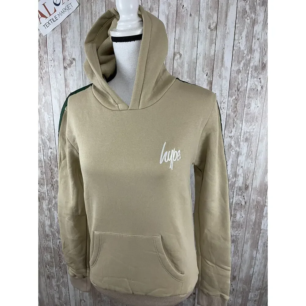 Just Hype Hoodie Womens Small Sweatshirt Beige Pullover Long Sleeve N133